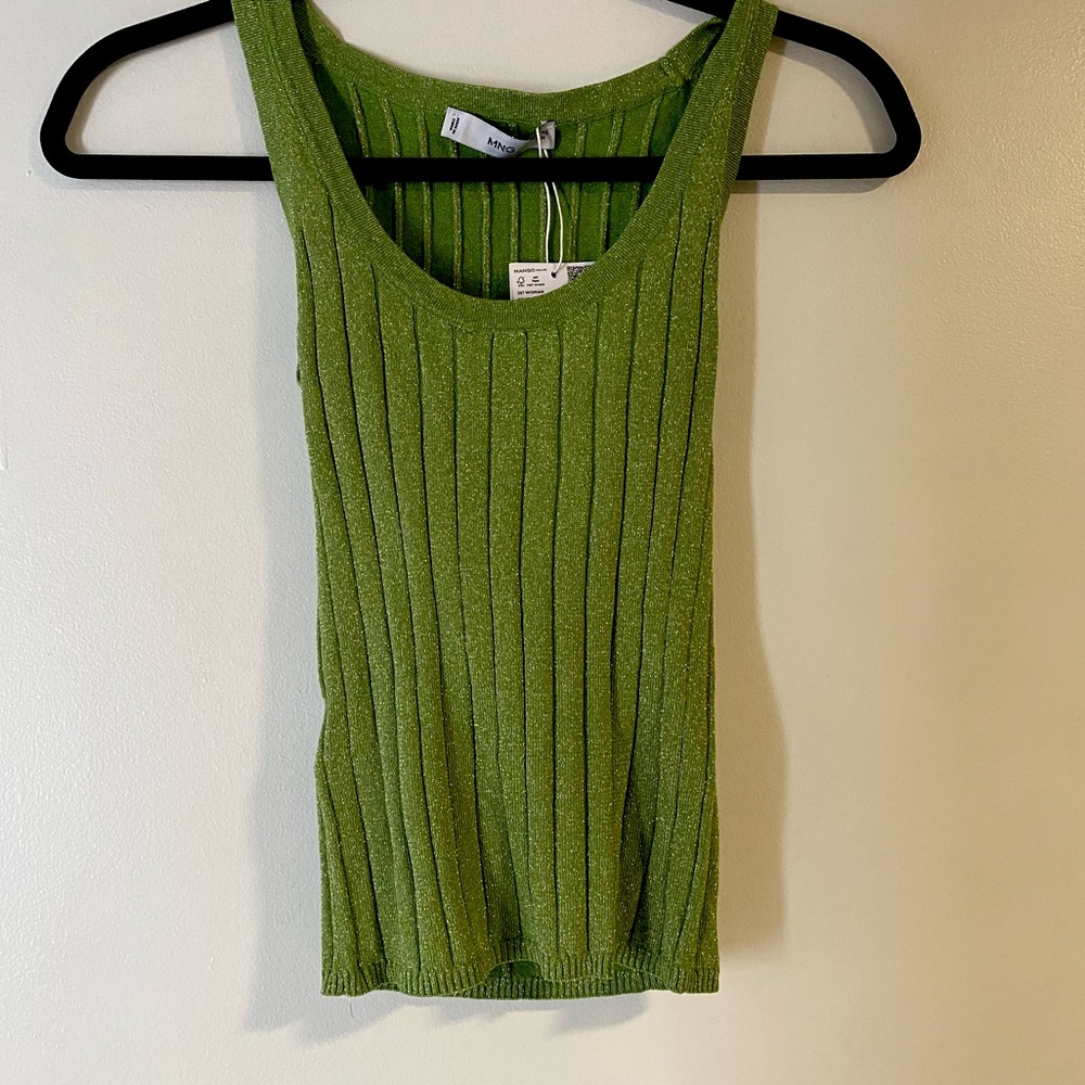 MANGO green sparkle tank top